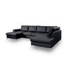 WOHNLANDSCHAFT Schwarz Lederlook  - Silberfarben/Schwarz, Design, Leder/Metall (148/303/197cm) - MID.YOU