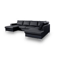 WOHNLANDSCHAFT in Lederlook Schwarz  - Silberfarben/Schwarz, Design, Leder/Metall (148/303/197cm) - MID.YOU