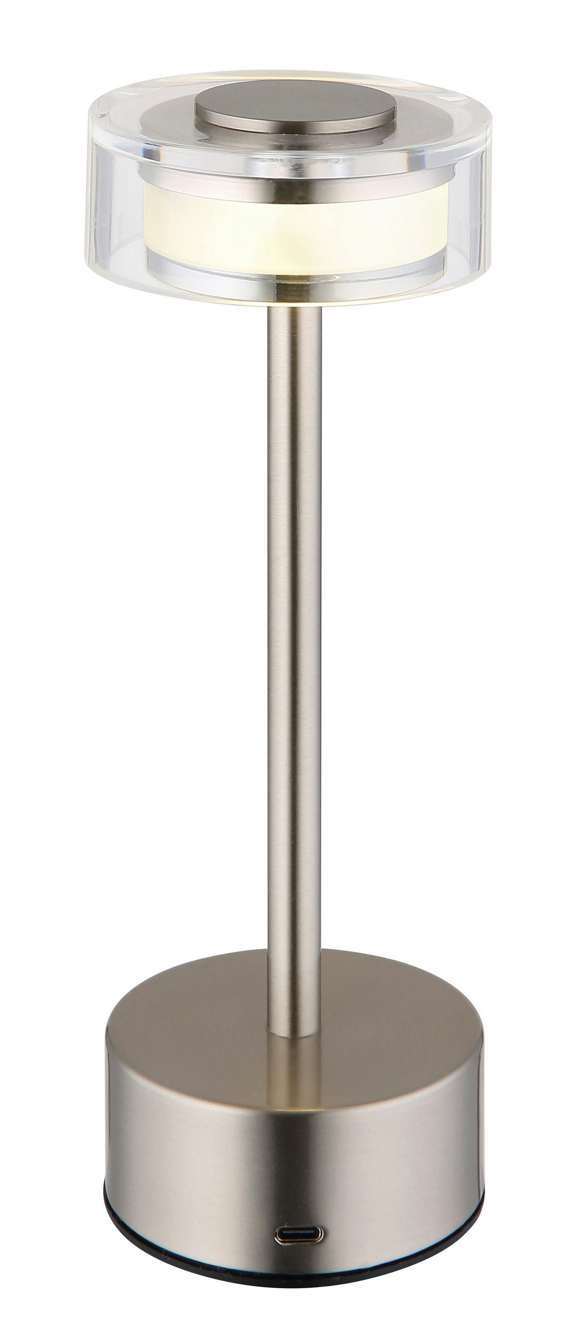 AKKU-TISCHLEUCHTE - Klar/Opal, Design, Kunststoff/Metall (8/23,5cm) - Globo