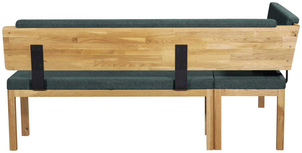 ECKBANK 155/195 cm Webstoff Eichefarben, Türkis Eiche vollmassiv   - Türkis/Eichefarben, KONVENTIONELL, Holz/Textil (155/195cm) - Linea Natura