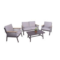 LOUNGEGARNITUR 4-teilig   152/91/250 cm Aluminium  - Dunkelbraun/Naturfarben, Basics, Kunststoff/Textil (152/91/250cm) - Gardenson