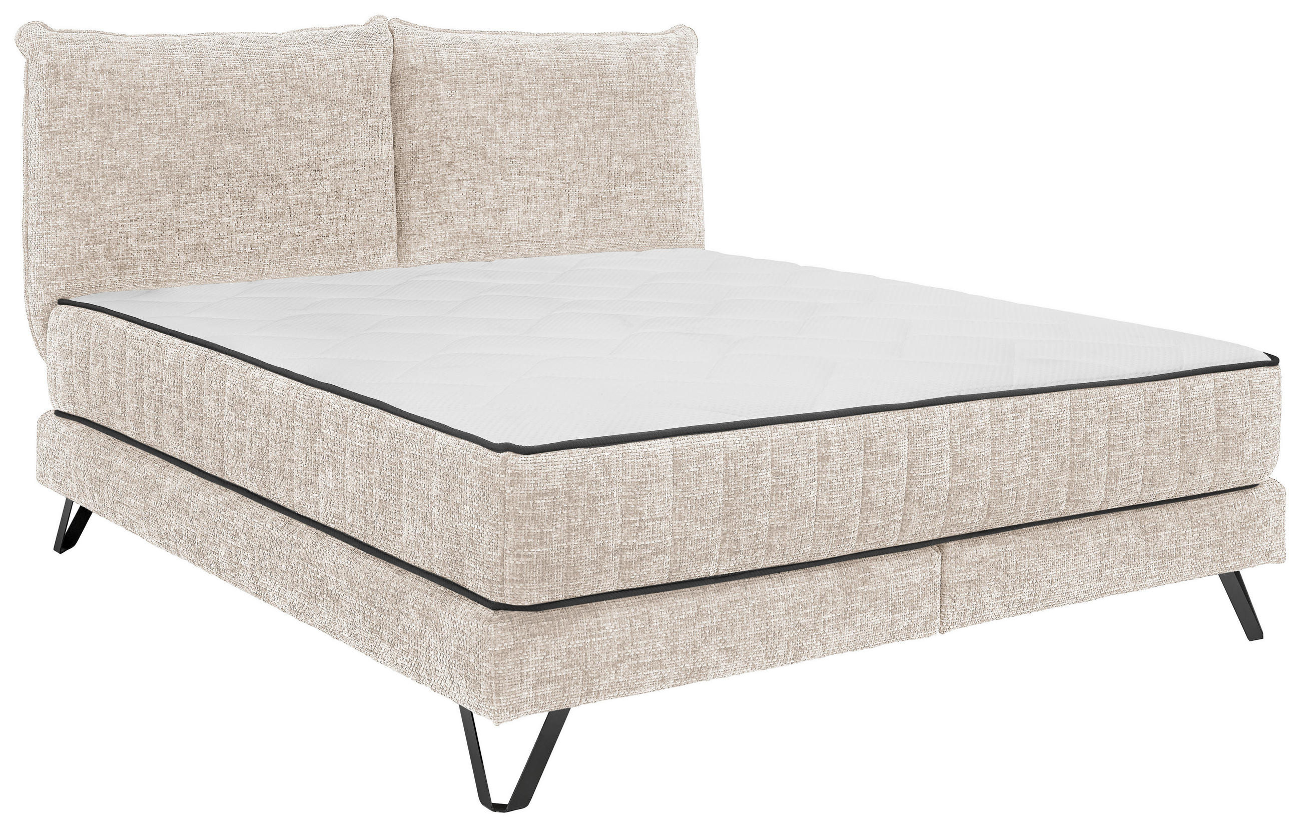 BOXSPRINGBETT 180/200 cm in Creme - Creme/Schwarz, KONVENTIONELL, Textil/Metall (180/200cm) - SetOne by Musterring