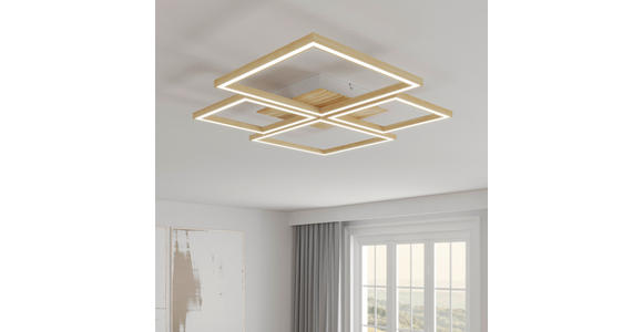 LED-DECKENLEUCHTE 75,5/75,5/5 cm   - Weiß, LIFESTYLE, Holz/Metall (75,5/75,5/5cm) - Novel