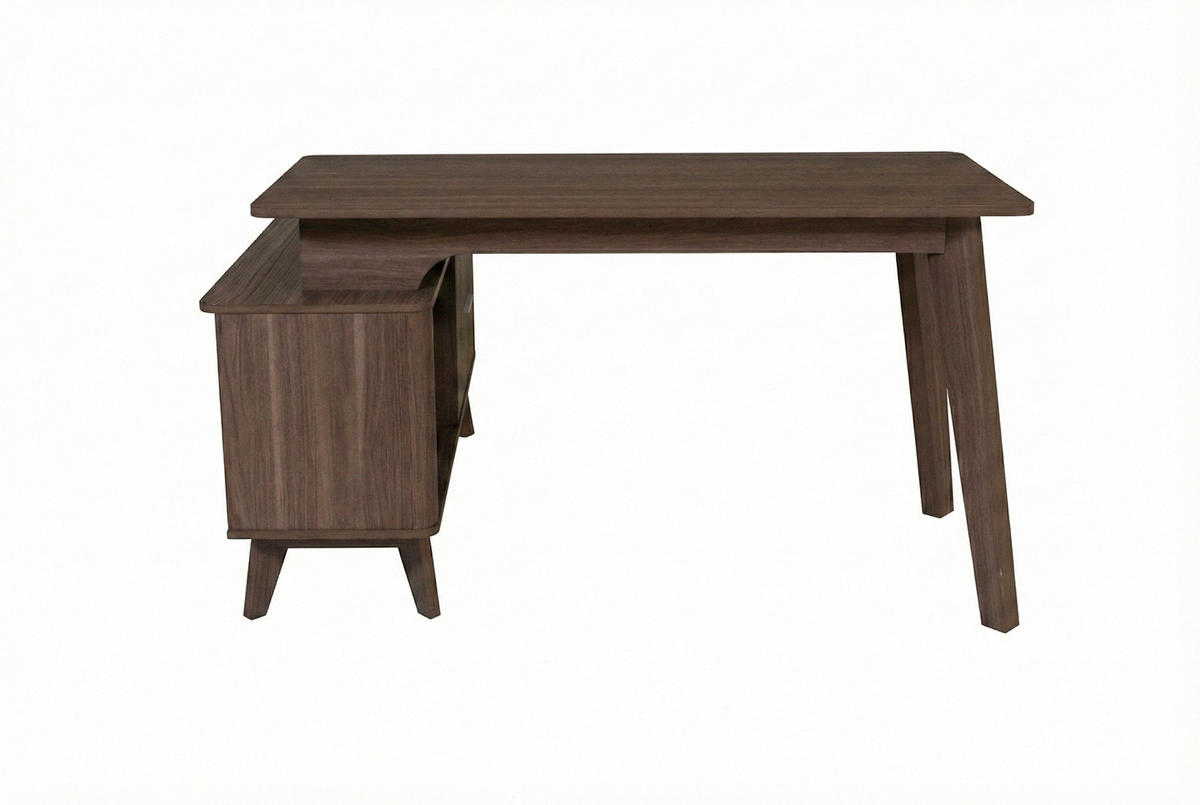 ECKSCHREIBTISCH 148/120/76,20 cm Walnussfarben Kabeldurchlass, Stauraum, seitenverkehrt montierbar  - Silberfarben/Walnussfarben, MODERN, Holzwerkstoff/Metall (148/120/76,20cm) - MID.YOU