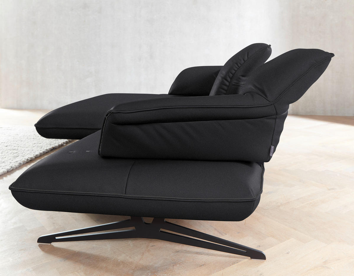 ECKSOFA in Echtleder Schwarz  - Beige/Schwarz, Design, Leder/Metall (169/252cm) - Koinor