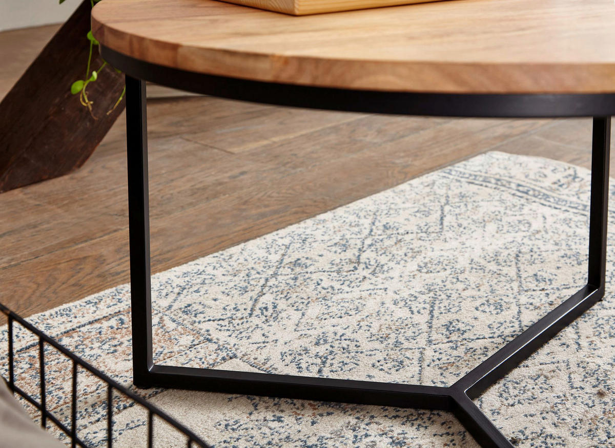 COUCHTISCH in Holz 60/60/38 cm  - Schwarz/Akaziefarben, Modern, Holz/Metall (60/60/38cm) - MID.YOU