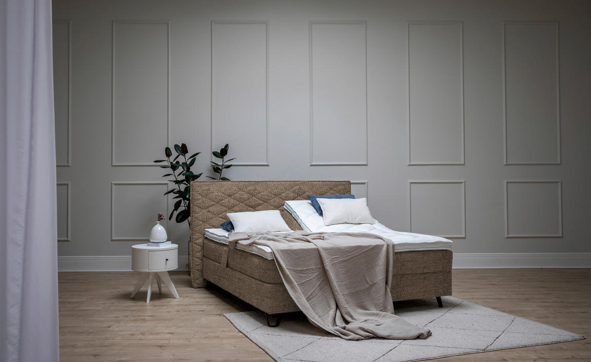 BOXSPRINGBETT 160/200 cm  in Braun  - Schwarz/Braun, KONVENTIONELL, Holz/Textil (160/200cm) - Sjöholm