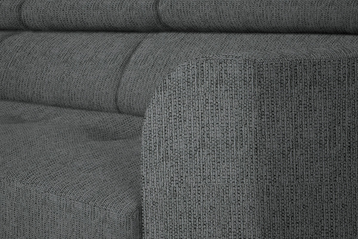 ECKSOFA in Webstoff Dunkelgrau  205/280 cm  - Dunkelgrau/Schwarz, Design, Textil/Metall (205/280cm) - Xora