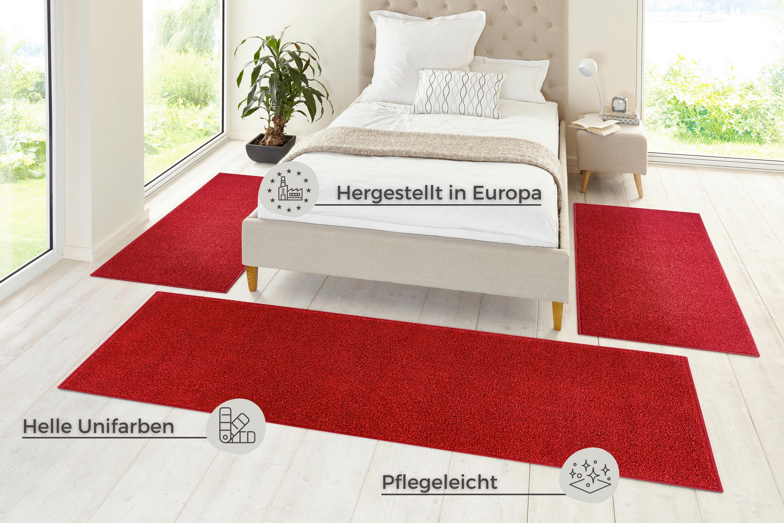 FLACHWEBETEPPICH 70/140 cm Pure Rot  - Rot, Basics, Kunststoff (70/140cm) - Hanse Home
