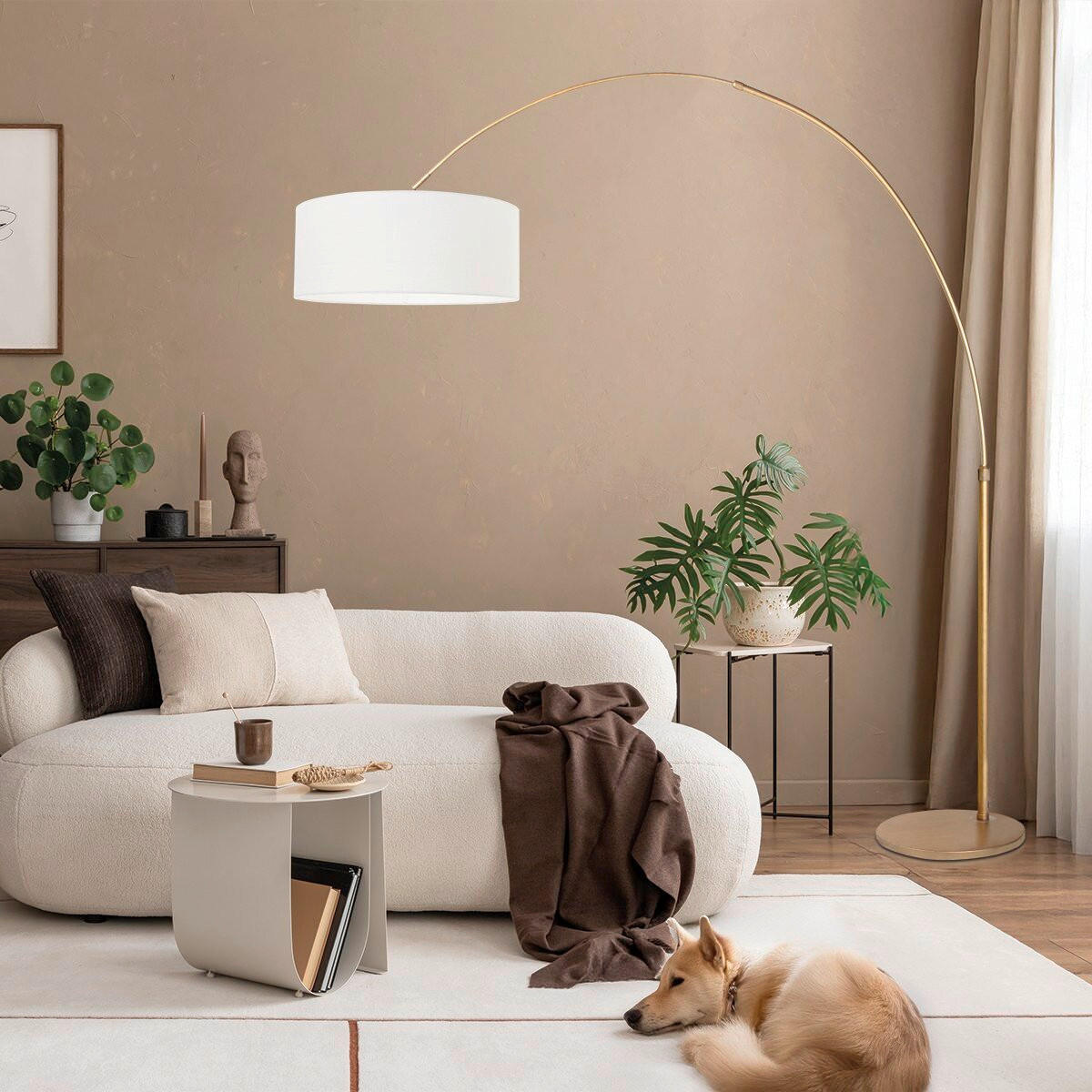 STEHLEUCHTE SPARKLED LIGHT 50/240/230 cm  - Weiß/Bronzefarben, Trend, Textil/Metall (50/240/230cm)