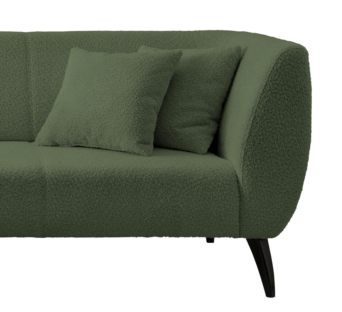 ECKSOFA in Bouclé Dunkelgrün  - Dunkelgrün/Schwarz, Modern, Holz/Textil (160/264cm) - MID.YOU