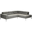 ECKSOFA Dunkelgrau Flachgewebe  - Chromfarben/Dunkelgrau, KONVENTIONELL, Textil/Metall (282/224cm) - Hom`in