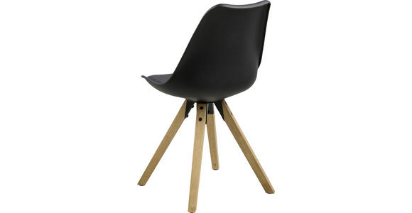 STUHL Lederlook Schwarz, Eichefarben Kautschukholz massiv - Eichefarben/Schwarz, Design, Holz/Kunststoff (48/85/55cm) - Carryhome