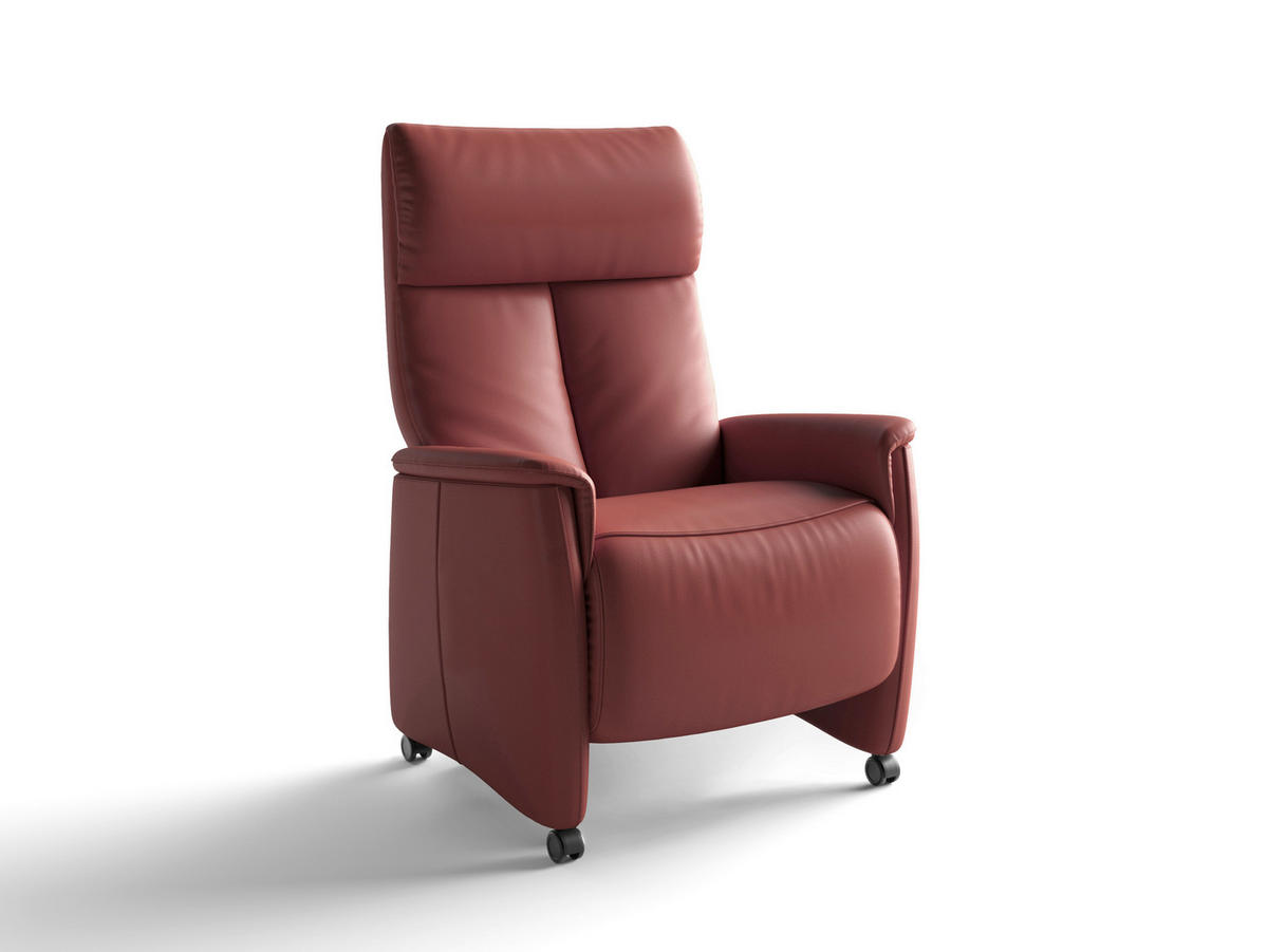 RELAXAČNÉ KRESLO, koža, červenohnedá - čierna/červenohnedá, Basics, koža/plast (76/112/84cm) - Sit & More