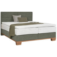 BOXSPRINGBETT 180/200 cm  in Eichefarben, Dunkelgrün  - Dunkelgrün/Eichefarben, Natur, Holz/Textil (180/200cm) - Valnatura
