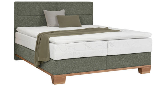 BOXSPRINGBETT 160/200 cm in Eichefarben, Dunkelgrün - Dunkelgrün/Eichefarben, Natur, Holz/Textil (160/200cm) - Valnatura