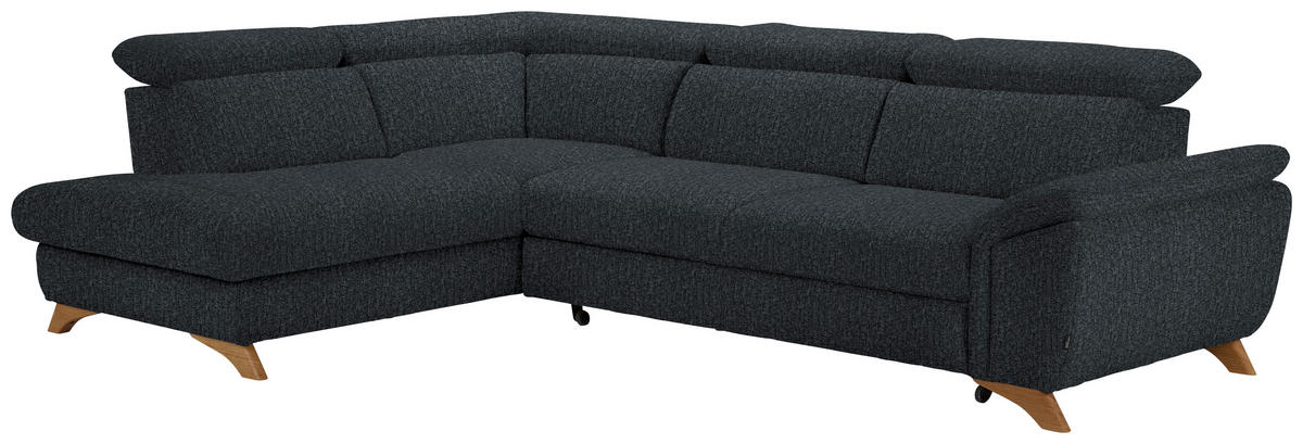 ECKSOFA in Chenille Dunkelgrau  - Eichefarben/Dunkelgrau, Modern, Holz/Textil (212/287cm) - Valnatura