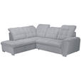 ECKSOFA Hellgrau Chenille  inkl. Bettkasten, Schlaffunktion, Rücken echt, Kopfteilverstellung, Liegefläche im Originalstoff  - Chromfarben/Hellgrau, KONVENTIONELL, Kunststoff/Textil (205/260cm) - Carryhome