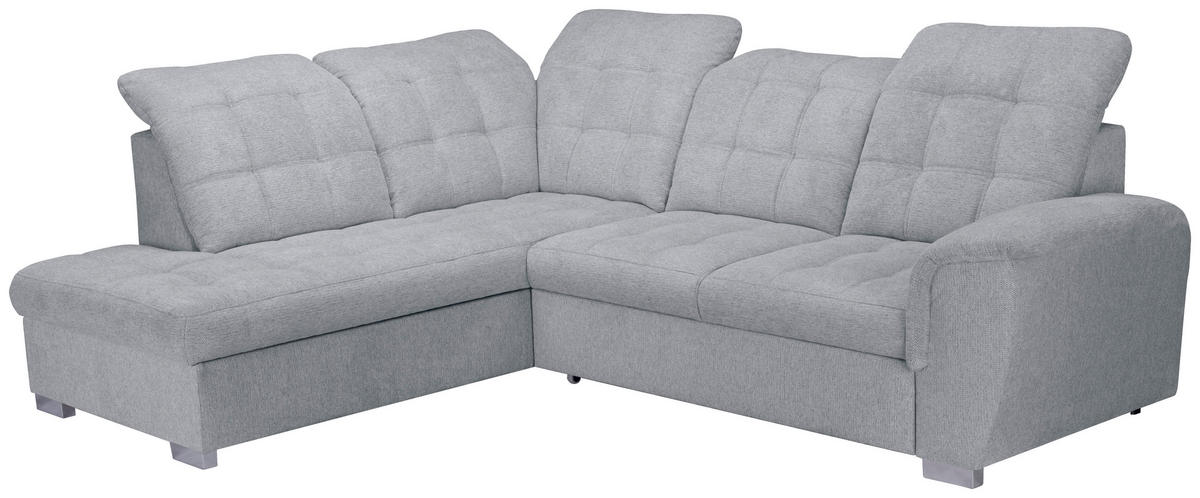ECKSOFA Hellgrau Chenille  - Chromfarben/Hellgrau, KONVENTIONELL, Kunststoff/Textil (205/260cm) - Carryhome