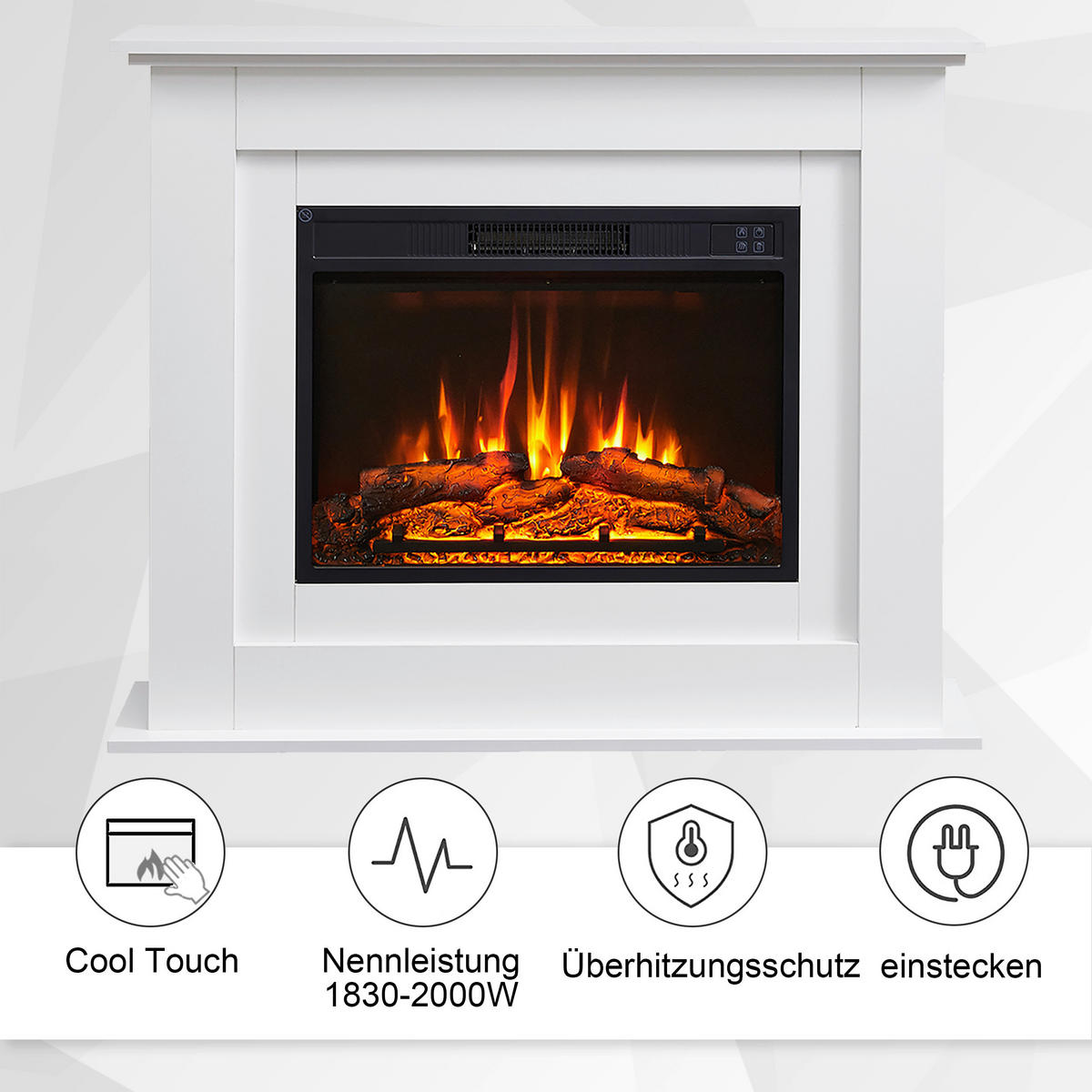 ELEKTROKAMIN - Weiß, Basics, Holz (100/82/25cm)