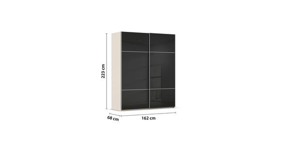 SCHWEBETÜRENSCHRANK 162/223/68 cm 2-türig Schwarz, Champagner - Champagner/Alufarben, KONVENTIONELL, Glas/Holzwerkstoff (162/223/68cm) - Novel