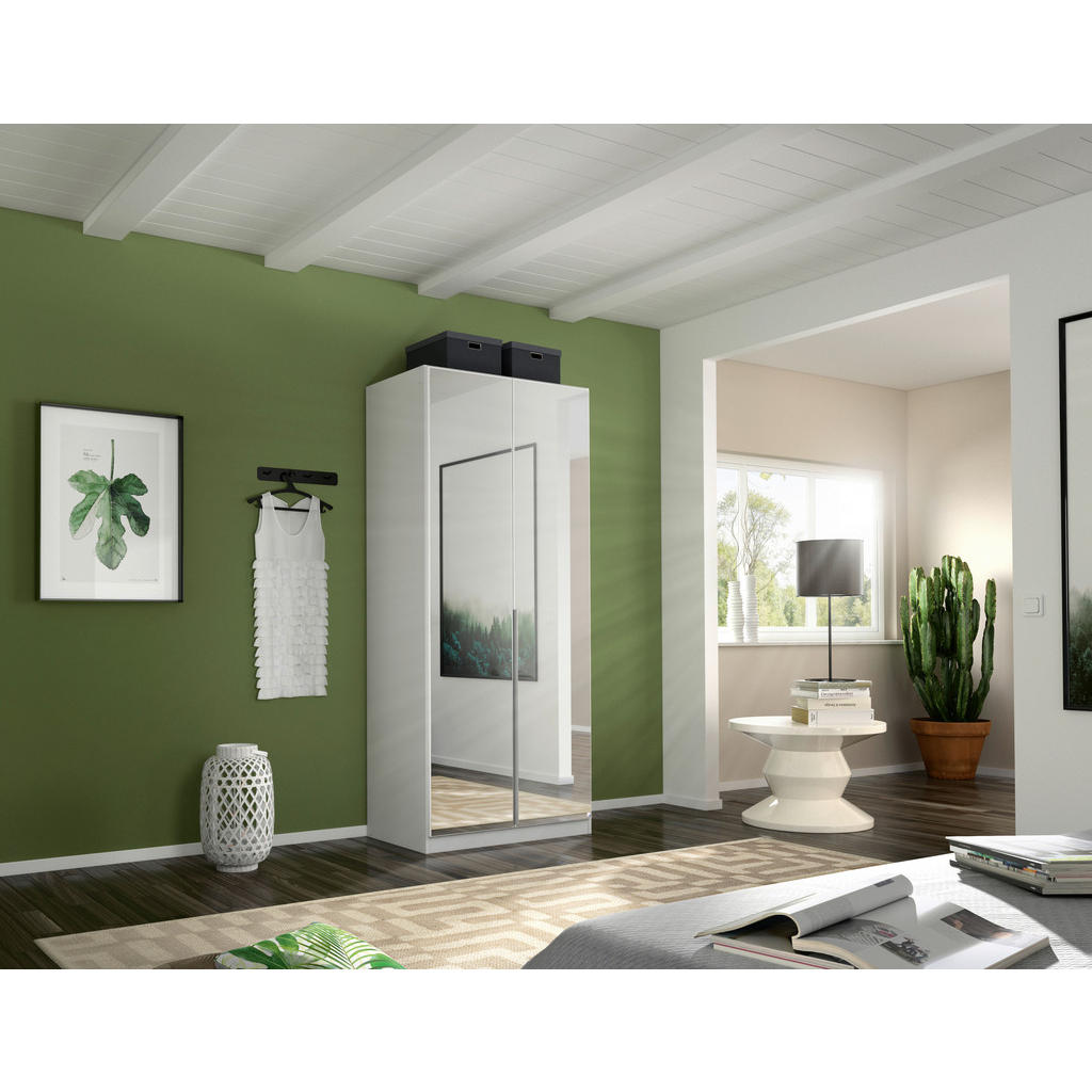 Thumbnail - Rauch Möbel Drehtürenschrank Rauch Alabama, Silber, Weiß, Metall, 2 Fächer, 91x229x54 cm, Blauer Engel, Goldenes M, BQ -...