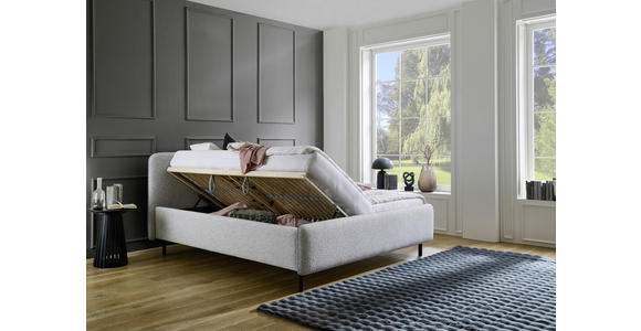 POLSTERBETT 160/200 cm  in Hellgrau, Grau  - Birkefarben/Buchefarben, Design, Holz/Textil (160/200cm) - Xora