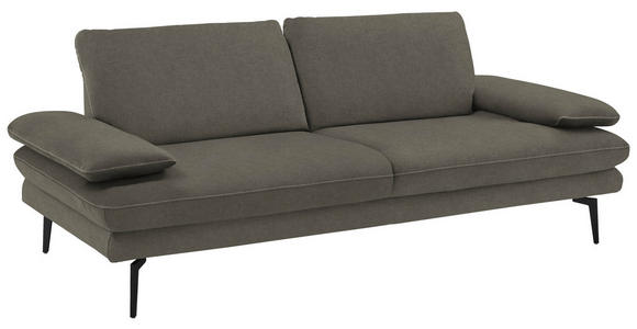 3-SITZER-SOFA in Velours Grau - Beige/Schwarz, Design, Textil/Metall (222/89/104cm) - Dieter Knoll