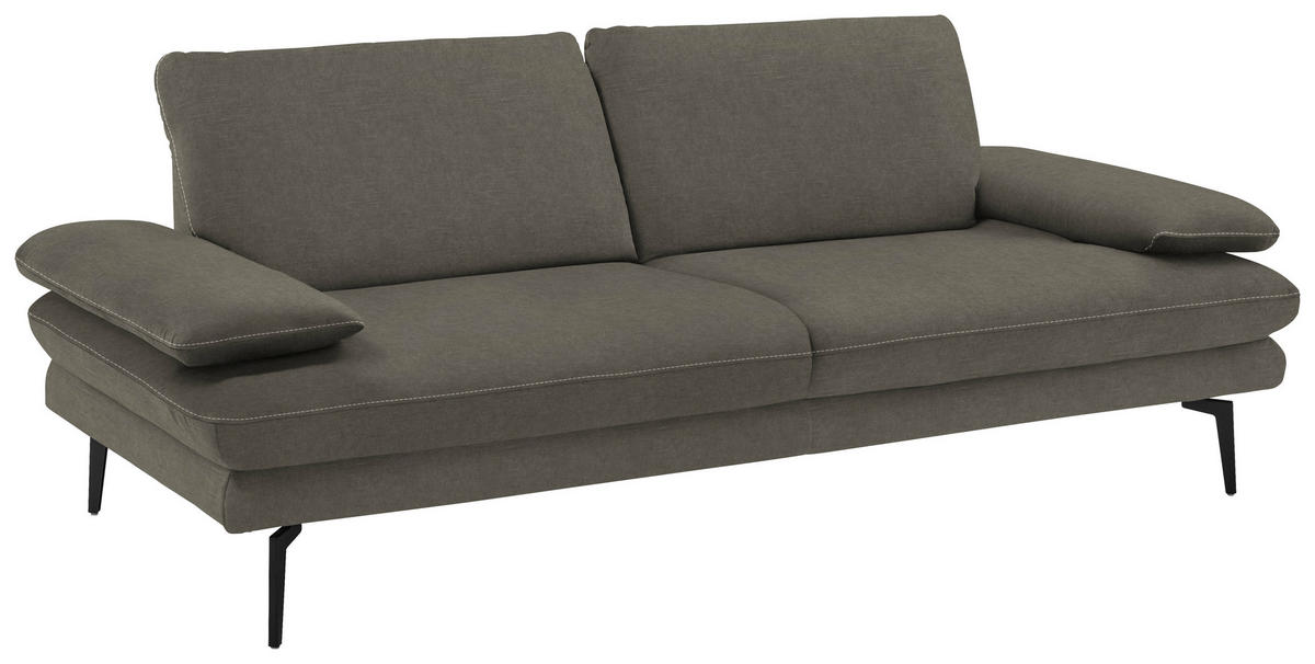 3-SITZER-SOFA in Velours Grau  - Beige/Schwarz, Design, Textil/Metall (222/89/104cm) - Dieter Knoll