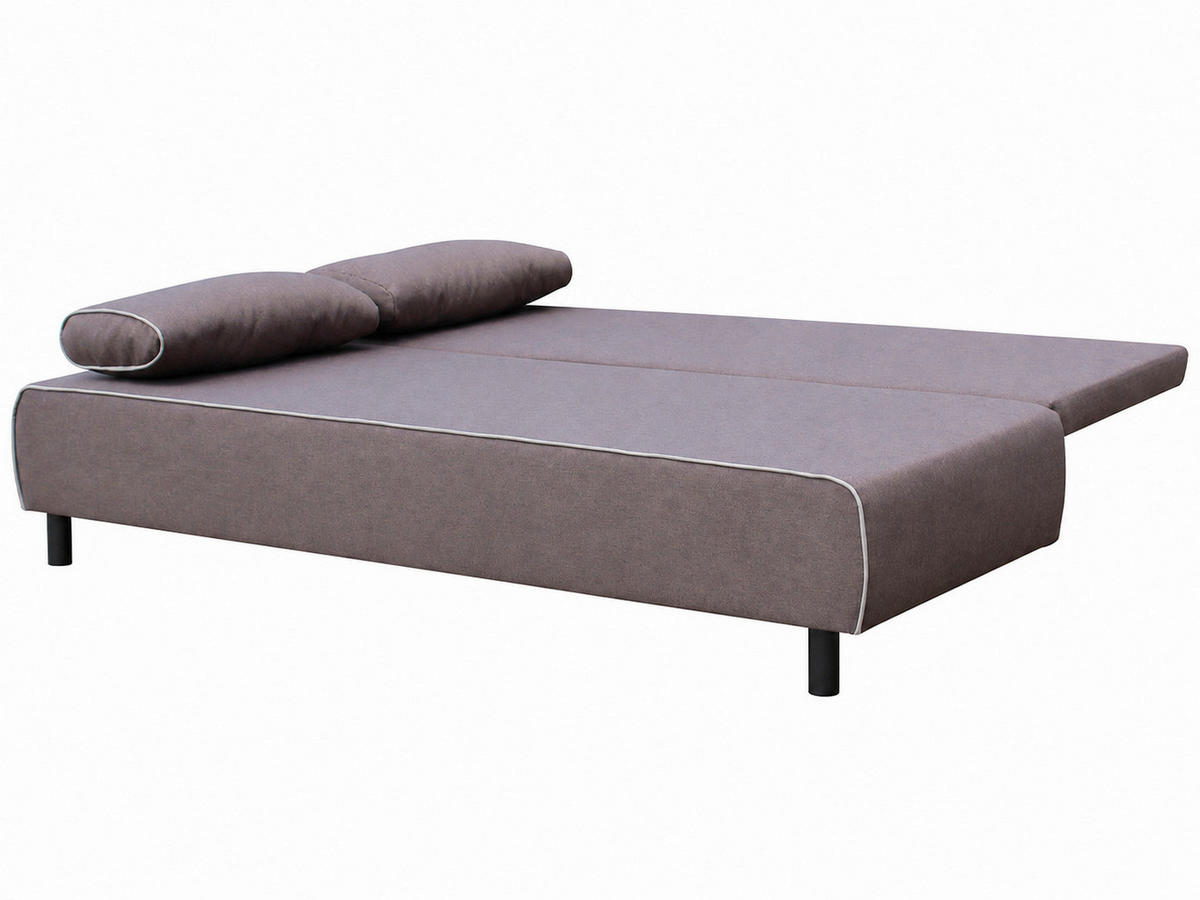 SCHLAFSOFA KALI Chenille Braun, Beige  inkl. Rückenkissen, Armlehnenkissen, Bettkasten  - Beige/Schwarz, Design, Kunststoff/Textil (206/82/85cm) - P & B