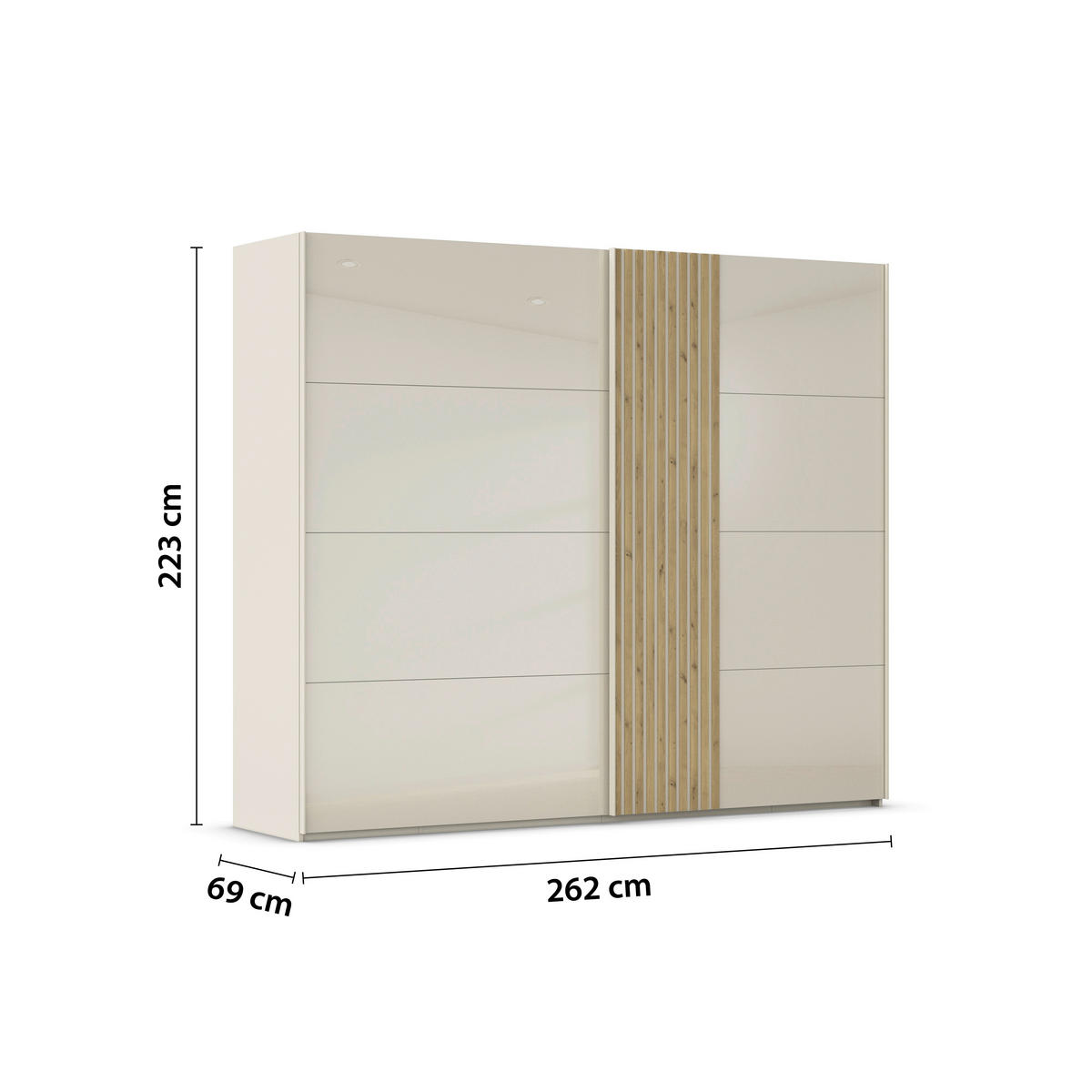SKŘÍŇ S POSOUVACÍMI DVEŘMI, barvy dubu, šampaňská, 262/223/68 cm - barvy dubu/šampaňská, Design, kov/kompozitní dřevo (262/223/68cm) - Novel