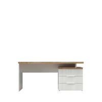 SKRIVBORD 160/75/68 cm vit högglans, ekfärgad förvaringsutrymme  - vit/vit högglans, Modern, metall/trämaterial (160/75/68cm) - Best Price