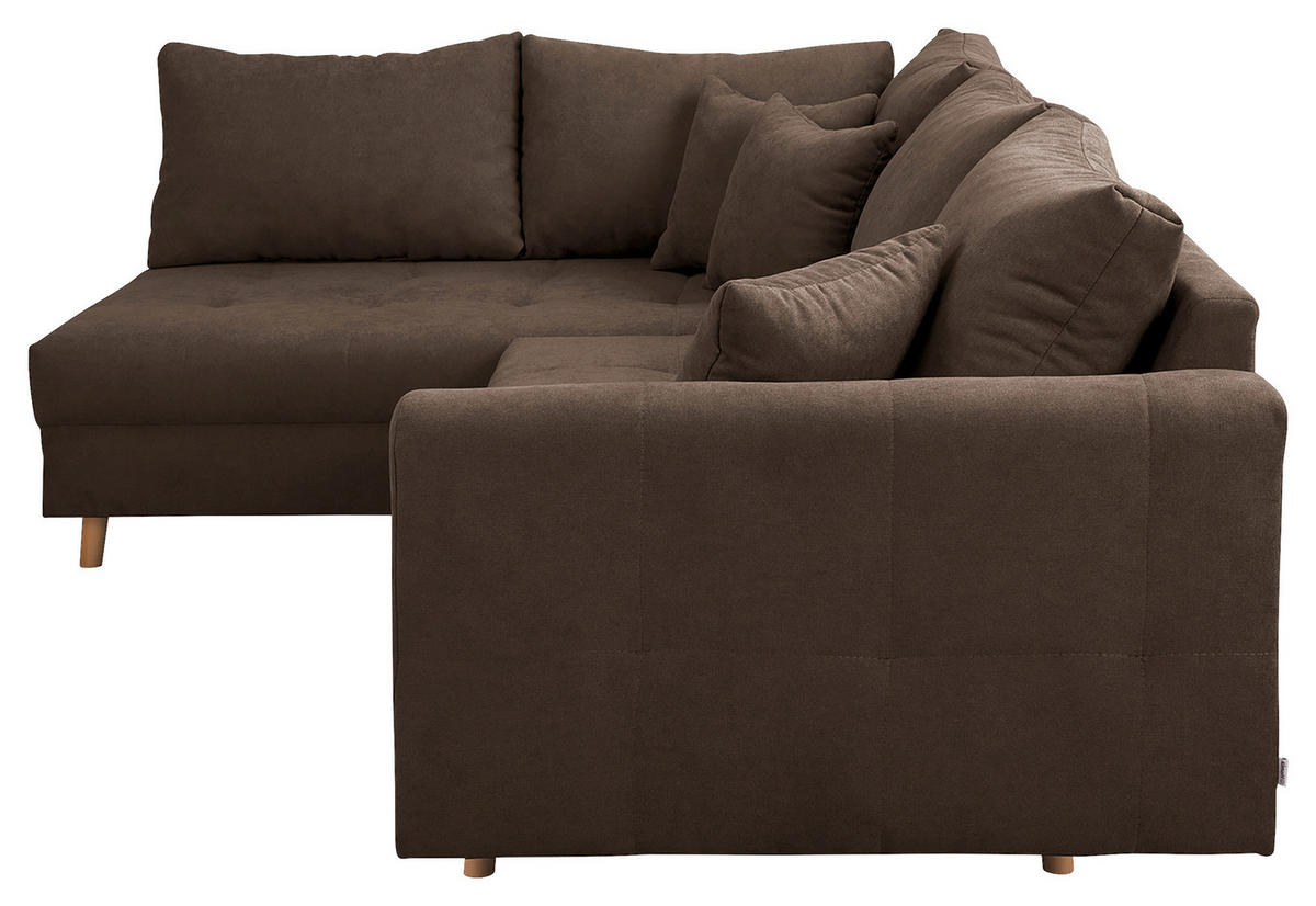 ECKSOFA Ariella Schlammfarben Mikrofaser  - Schlammfarben/Naturfarben, Design, Holz/Textil (161/231cm) - Livetastic