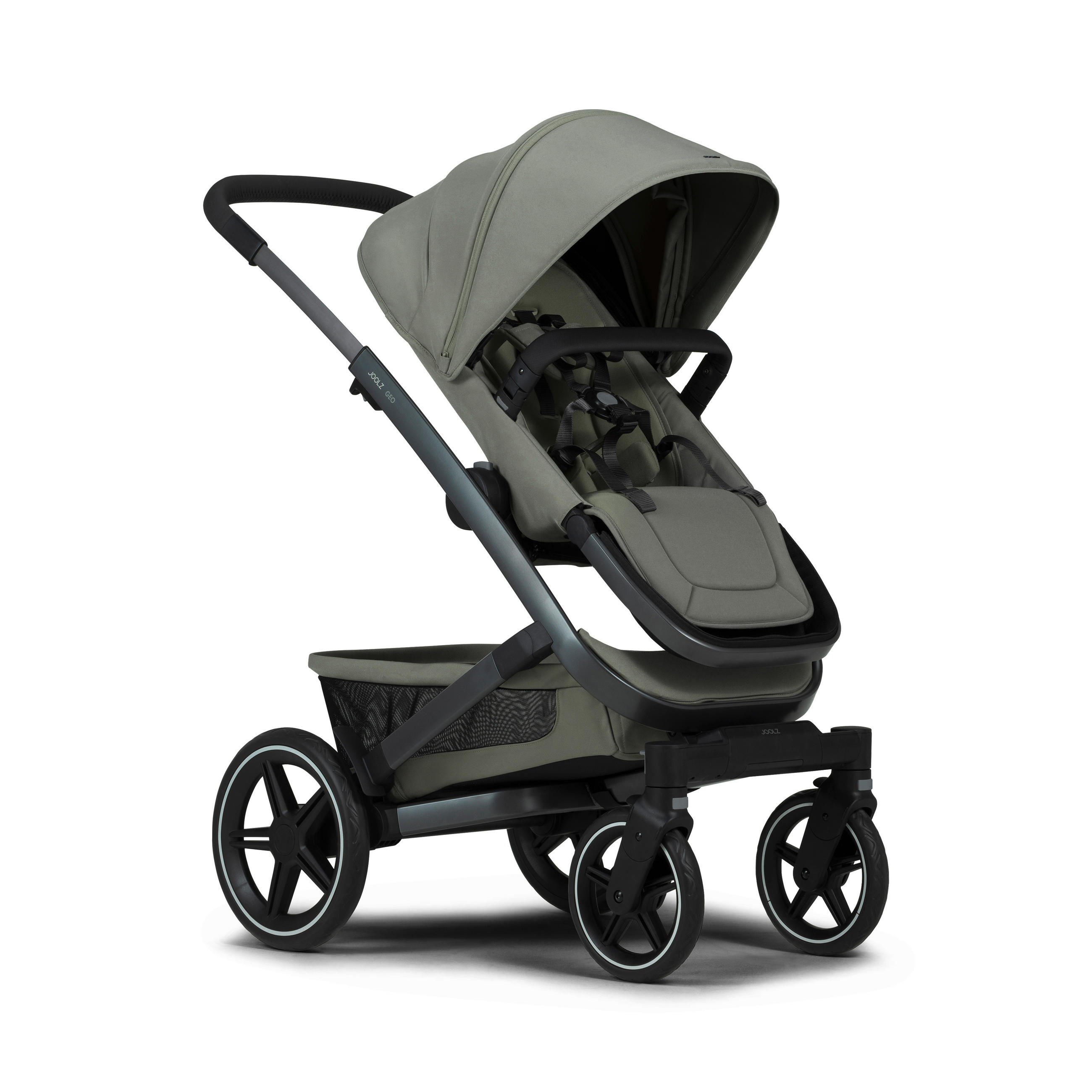 KINDERWAGENSET  Geo3 Mono  Sage Green  - Pastellgrün/Grau, Basics, Textil/Metall (60/92-113/77-105cm) - Joolz