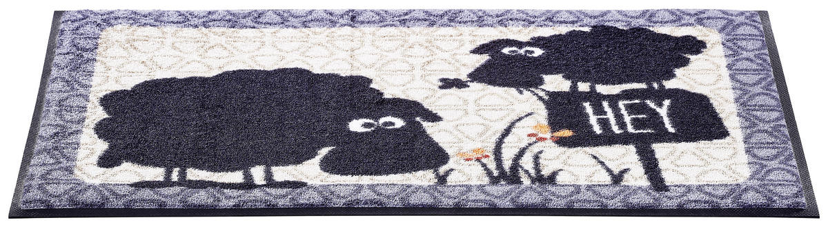 FUßMATTE  50/75 cm  Schwarz, Beige  - Beige/Schwarz, Basics, Kunststoff/Textil (50/75cm) - wash+dry