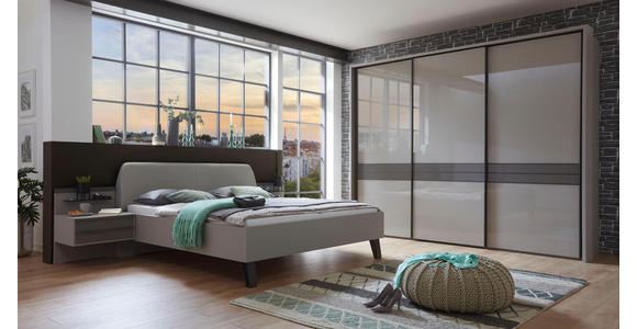 SCHWEBETÜRENSCHRANK in Braun, Grau - Schieferfarben/Dunkelgrau, Design, Glas/Holzwerkstoff (250/217/67cm) - Dieter Knoll