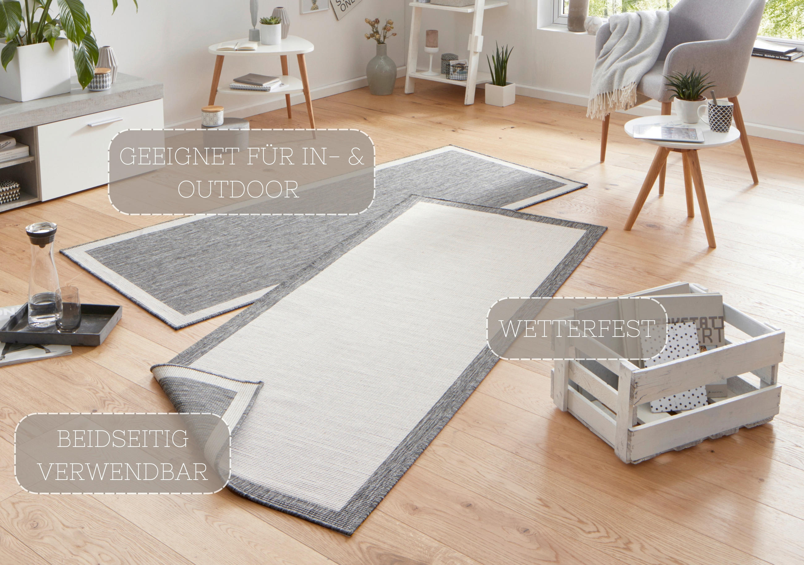 LÄUFER 80/250 cm Twin  - Creme/Grau, Design, Kunststoff (80/250cm)