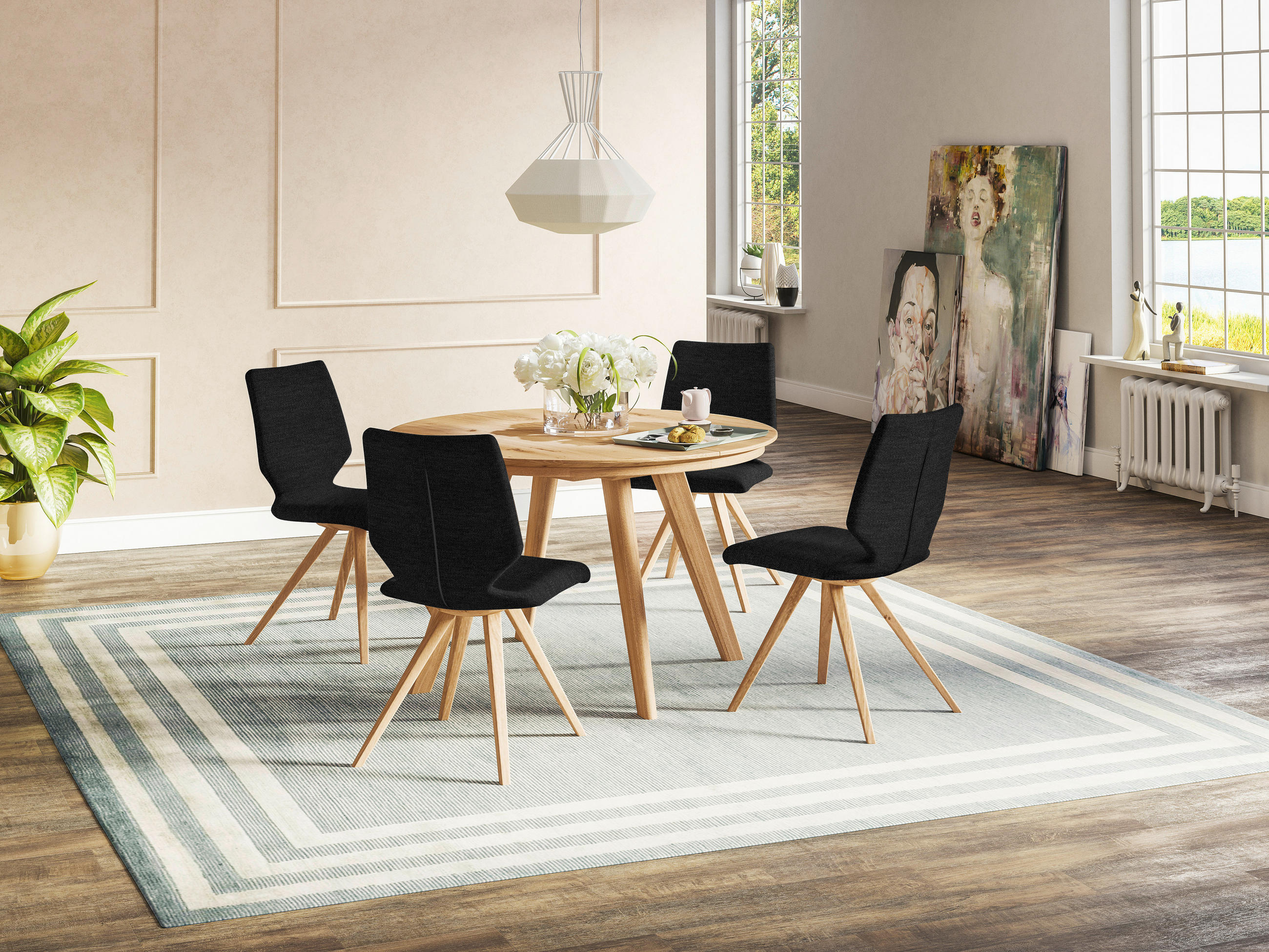 STUHL Struktur  - Eichefarben/Anthrazit, Design, Holz/Textil (50/92/64cm) - Venjakob