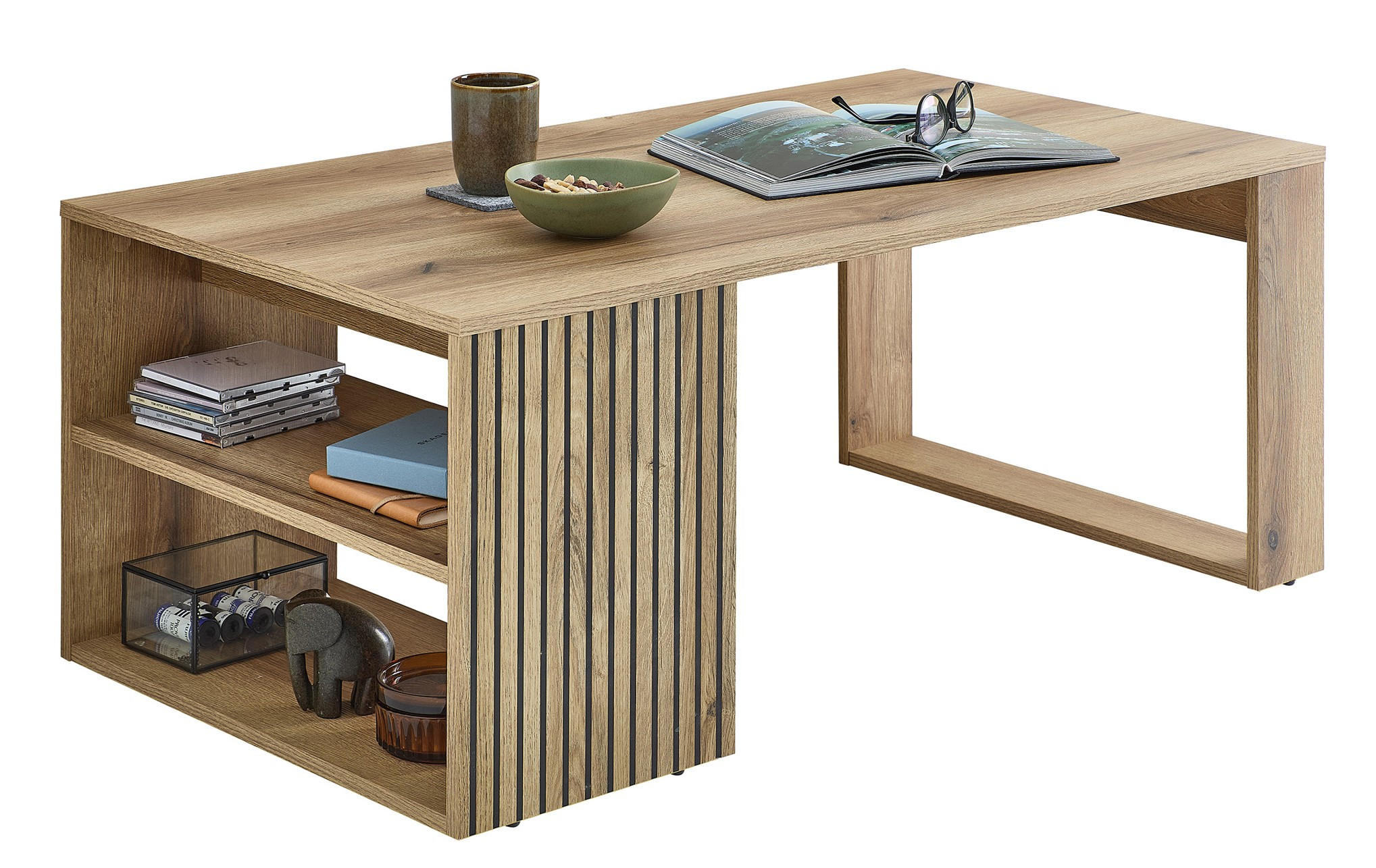 KONFERENČNÝ STOLÍK, čierna, farba duba, kompozitné drevo,  - čierna/farba duba, Design, kompozitné drevo (108/43/60cm) - MID.YOU