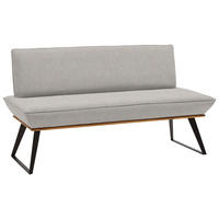 SITZBANK 180/87/64 cm Webstoff Schwarz, Eichefarben, Graubraun Eiche massiv  - Eichefarben/Graubraun, Design, Holz/Textil (180/87/64cm) - Voleo