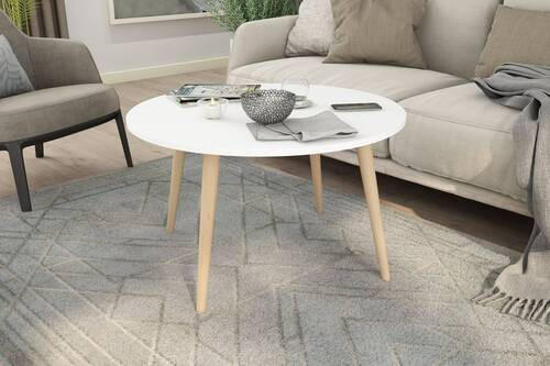 COUCHTISCH Buche massiv 80/80/46 cm rund Weiß, Eiche Artisan  - Buchefarben/Weiß, KONVENTIONELL, Holz/Holzwerkstoff (80/80/46cm) - MID.YOU