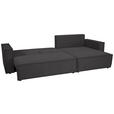 ECKSOFA inkl. Funktionen Dunkelgrau Cord  - Dunkelgrau/Schwarz, Design, Textil (267/141cm) - Xora