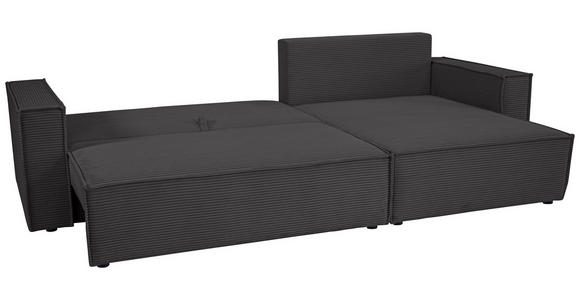 ECKSOFA inkl. Funktionen Dunkelgrau Cord  - Dunkelgrau/Schwarz, Design, Textil (267/141cm) - Xora