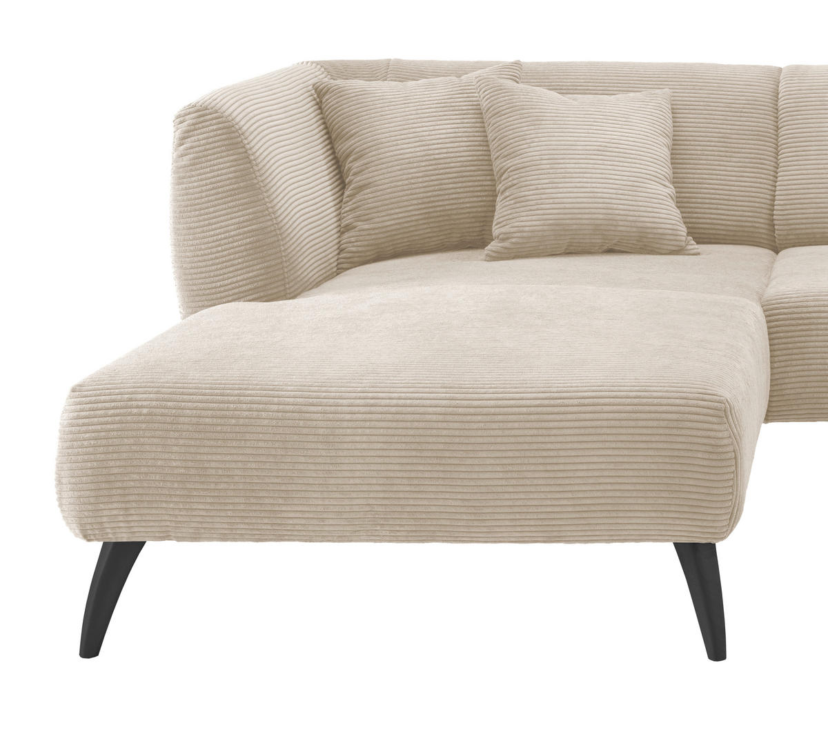 ECKSOFA Beige Cord  - Beige/Schwarz, MODERN, Holz/Textil (160/264cm) - MID.YOU