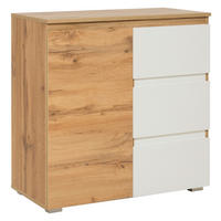 KOMODA  80/80/40 cm  bela, boja hrasta  - boja hrasta/bela, Konvencionalno, pločasti materijal (80/80/40cm) - Carryhome