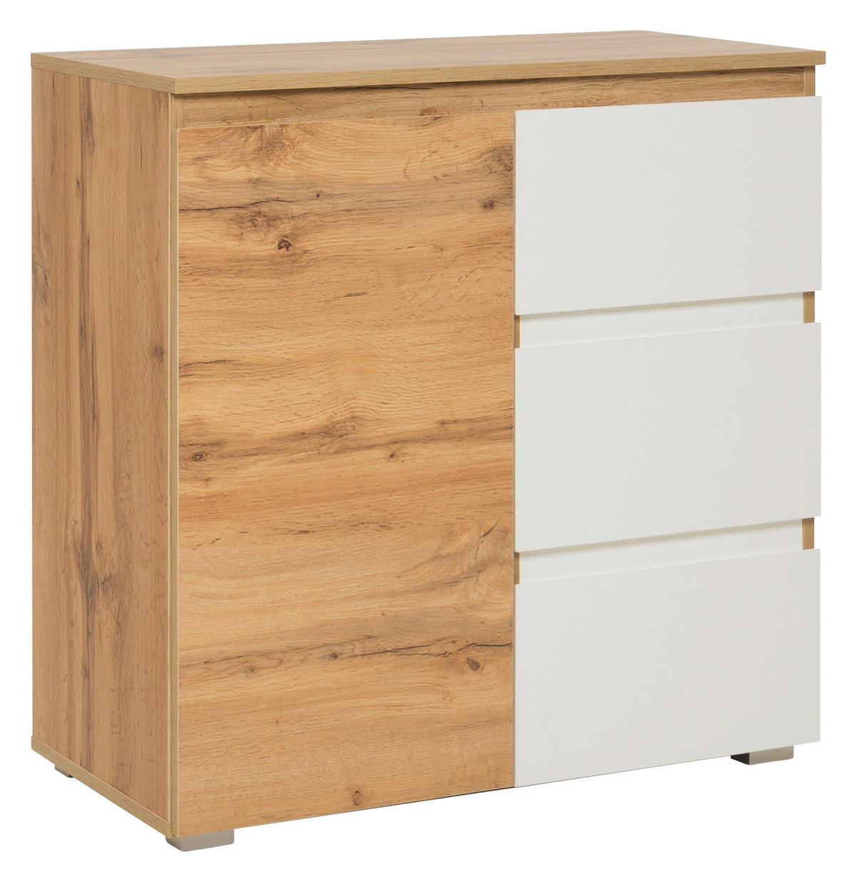 KOMODA  80/80/40 cm  bela, boja hrasta  - boja hrasta/bela, Konvencionalno, pločasti materijal (80/80/40cm) - Carryhome