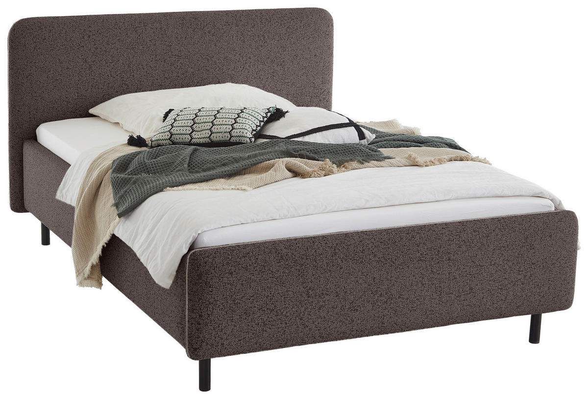POLSTERBETT 140/200 cm  in Anthrazit, Silberfarben  - Anthrazit/Silberfarben, Design, Textil/Metall (140/200cm) - Xora