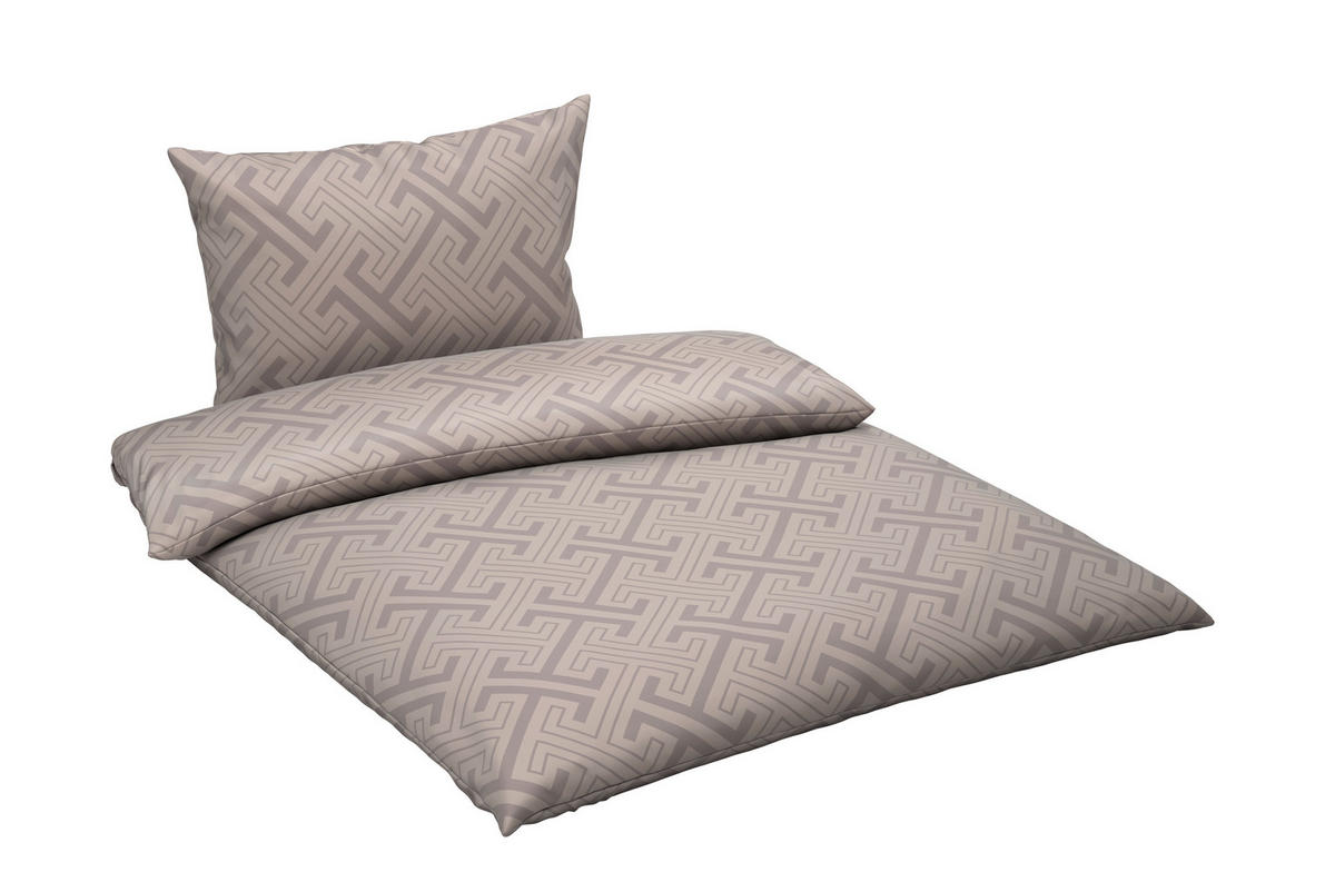 BETTWÄSCHESET Satin 160/210 cm  65 cm/100 cm  - Taupe, Design, Textil (160/210cm) - Ambia Home