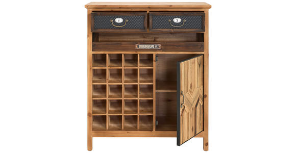 BARSCHRANK Tanne massiv Naturfarben, Schwarz  - Messingfarben/Schwarz, LIFESTYLE, Holz/Keramik (80/93/32cm) - Landscape