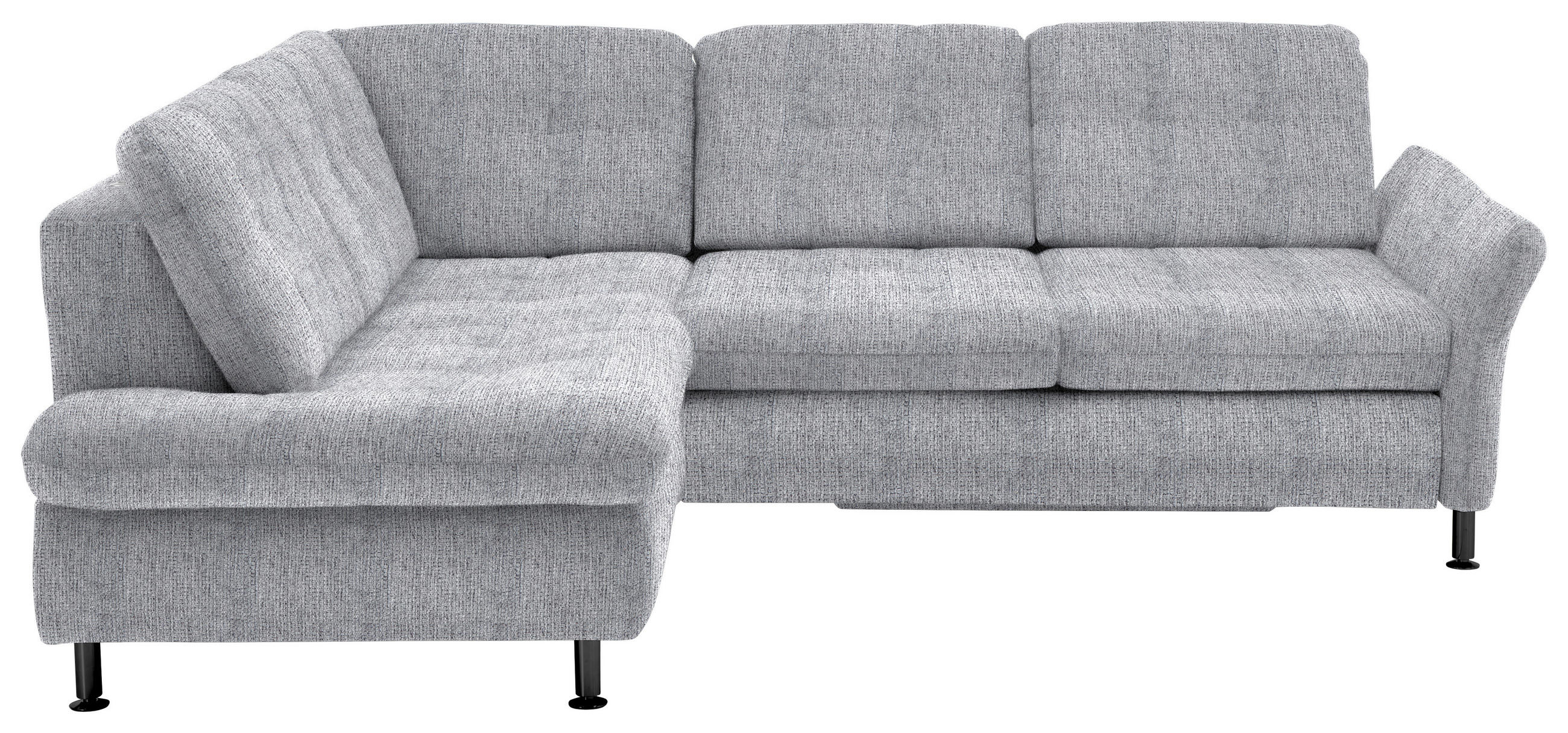 ECKSOFA in Webstoff Alufarben  - Schwarz/Alufarben, Konventionell, Textil/Metall (210/242cm) - Beldomo Style
